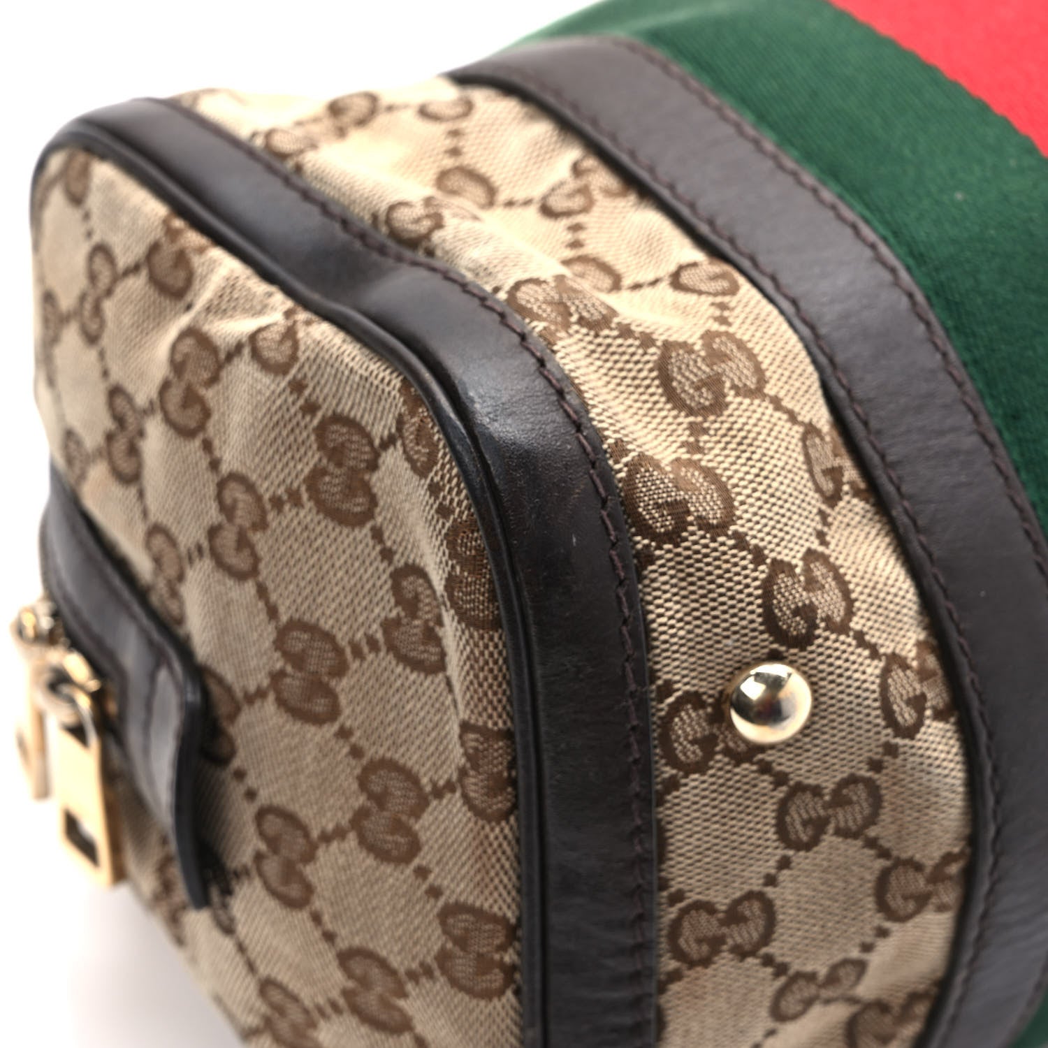 Gucci Monogram Vintage Web Small Boston Dark Brown 11 of 18