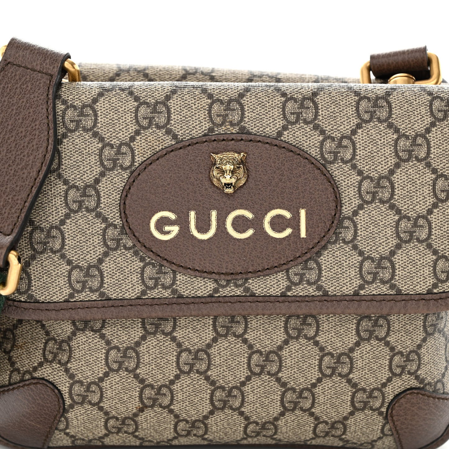 GG Supreme Monogram Web Small Neo Vintage Double Flap Messenger Bag Beige New Acero