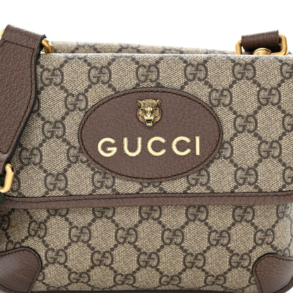 Gucci GG Supreme Monogram Web Small Neo Vintage Double Flap Messenger Bag Beige New Acero 11 of 13
