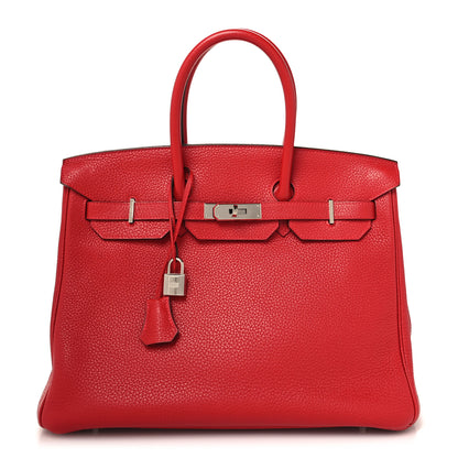 Hermes Taurillon Clemence Birkin 35 Rouge Casaque 1 of 17