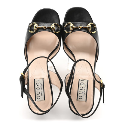 Gucci Malaga Kid Horsebit Lady 75mm Sandals 36.5 Black 2 of 9