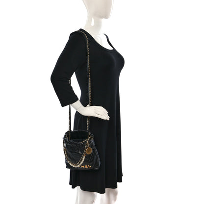 Chanel Shiny Crumpled Calfskin Quilted Pearl Mini Chanel 22 Black 2 of 9