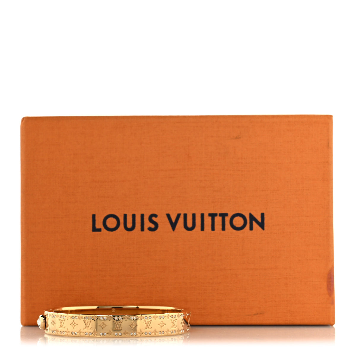 Louis Vuitton Brass Crystal Monogram Nanogram Strass Cuff S Gold 7 of 7