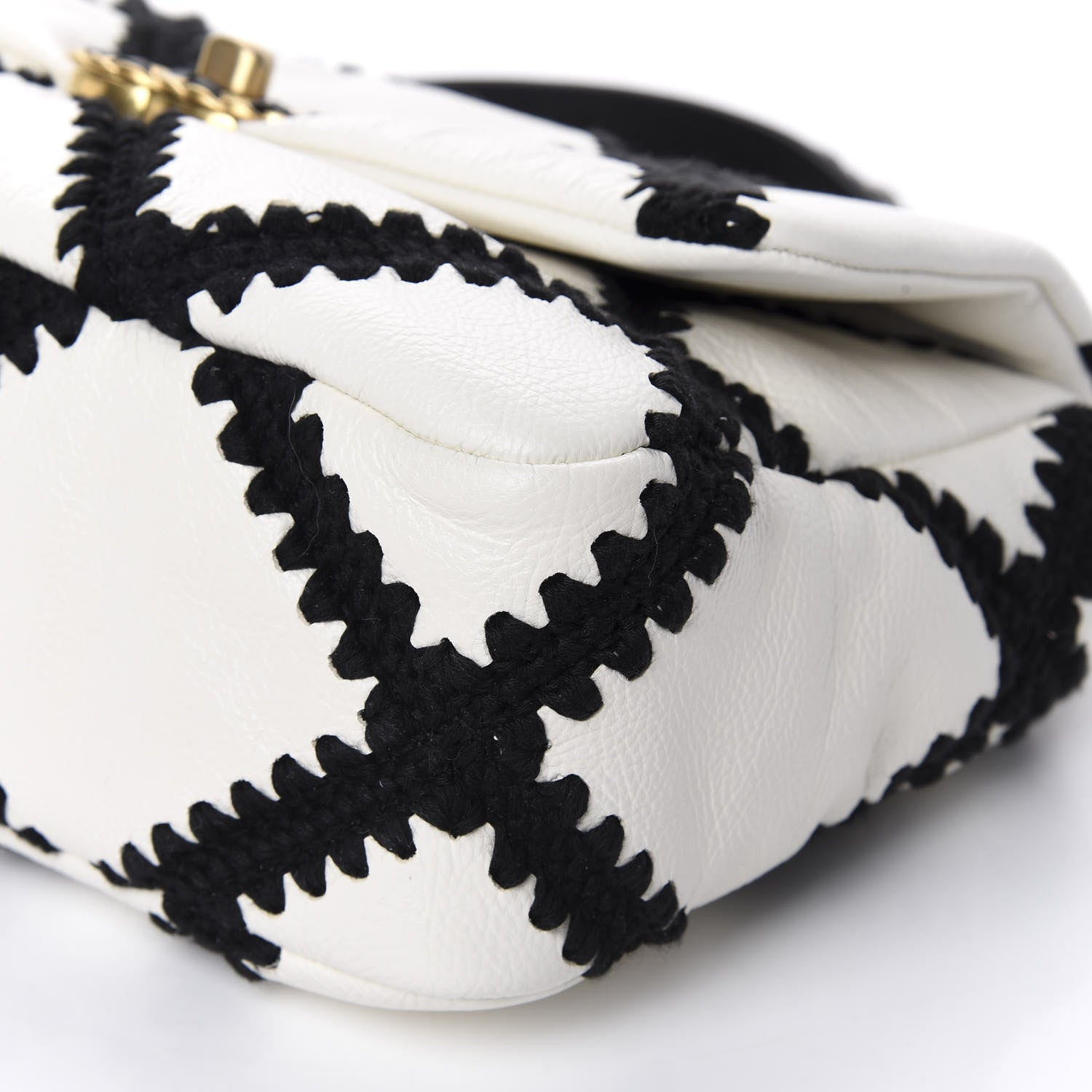 Chanel Calfskin Crochet Medium 19 Flap White Black 6 of 9
