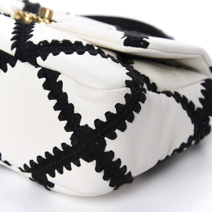 Chanel Calfskin Crochet Medium 19 Flap White Black 6 of 9