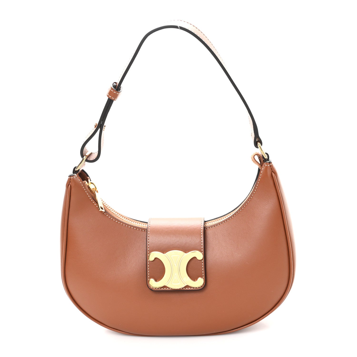 Celine Smooth Calfskin Medium Strap Ava Triomphe Shoulder Bag Tan 1 of 10