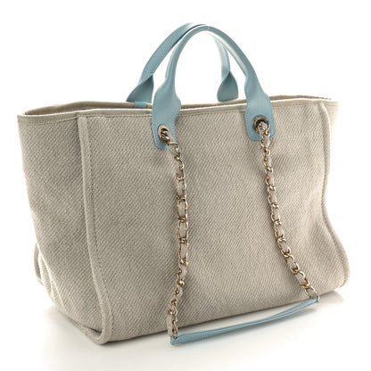 Chanel Mixed Fibers Calfskin Medium Deauville Tote Grey Light Blue 4 of 11