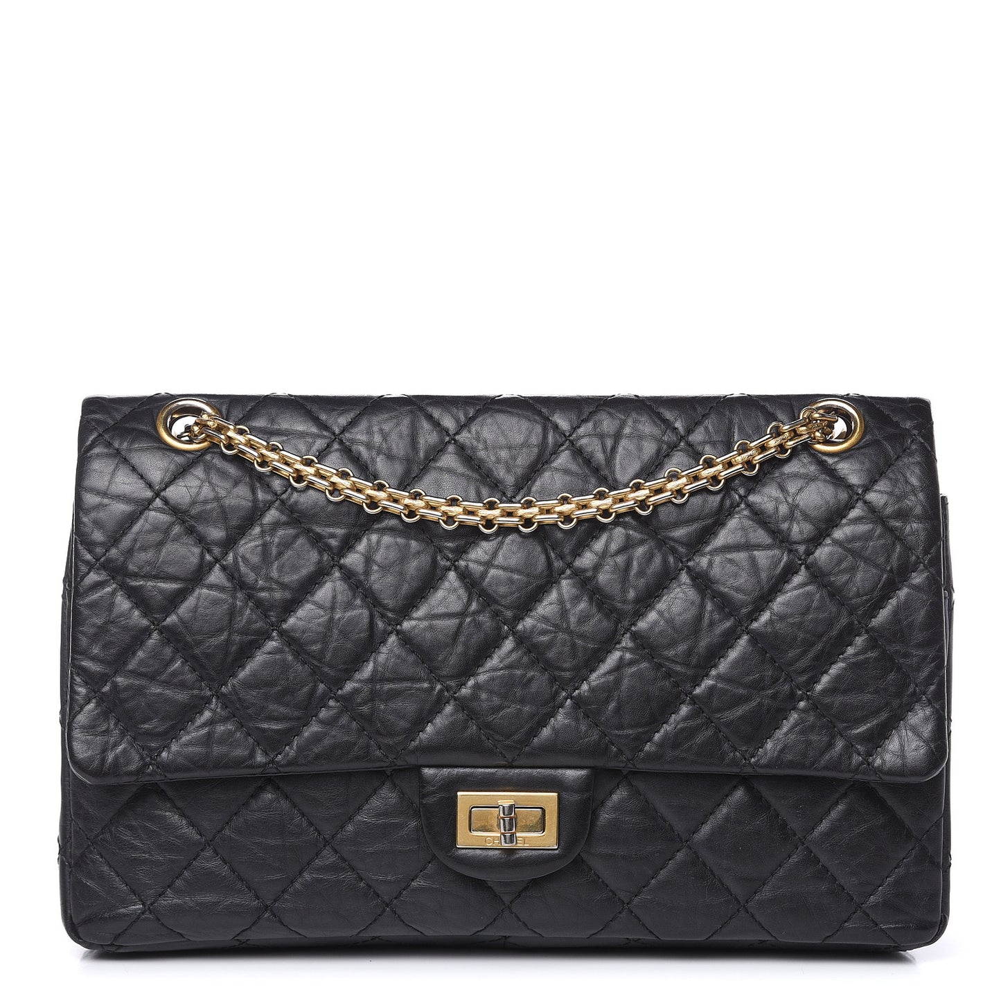 Aged Calfskin Quilted 2.55 Reissue 226 Flap Black