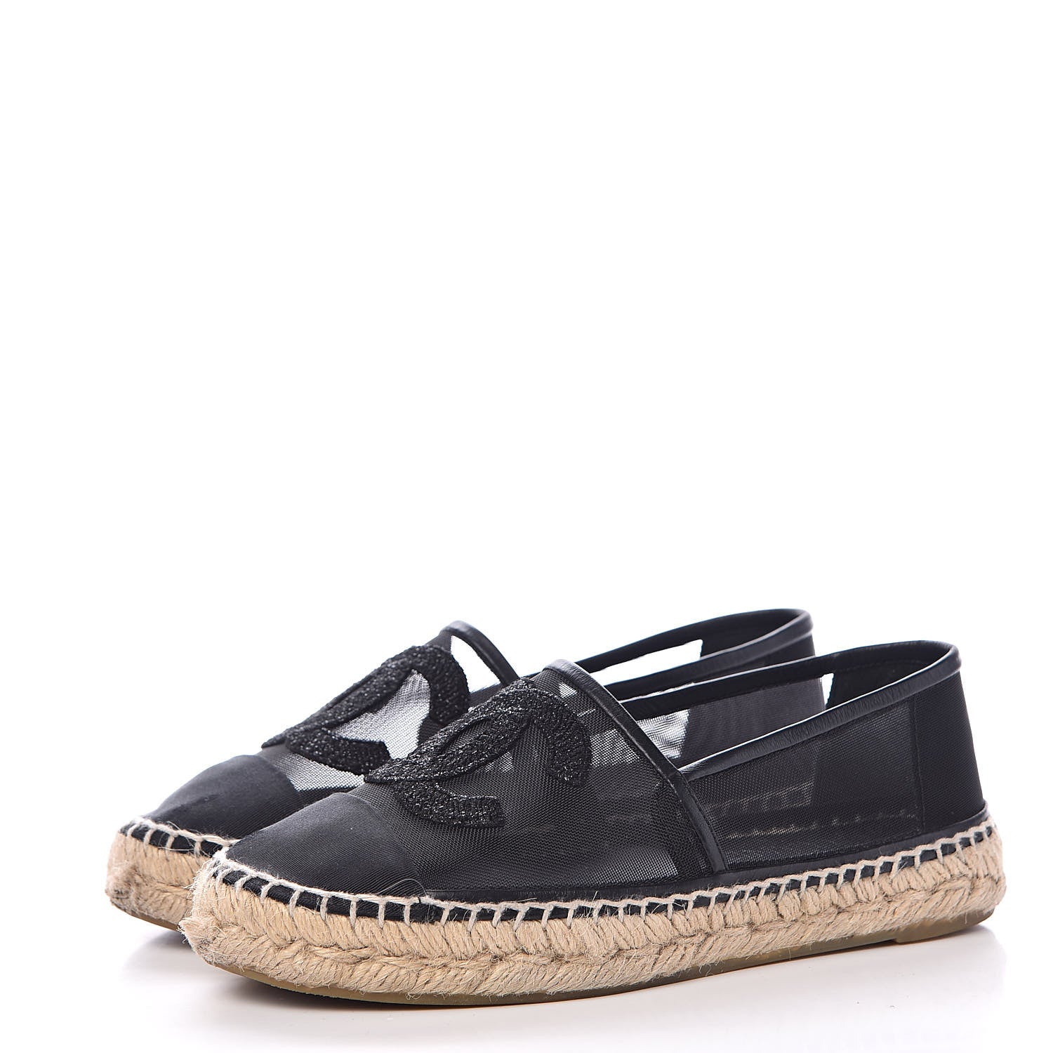 Chanel Mesh Grosgrain CC Espadrilles 35 Black 3 of 13
