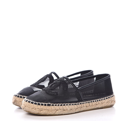Chanel Mesh Grosgrain CC Espadrilles 35 Black 3 of 13