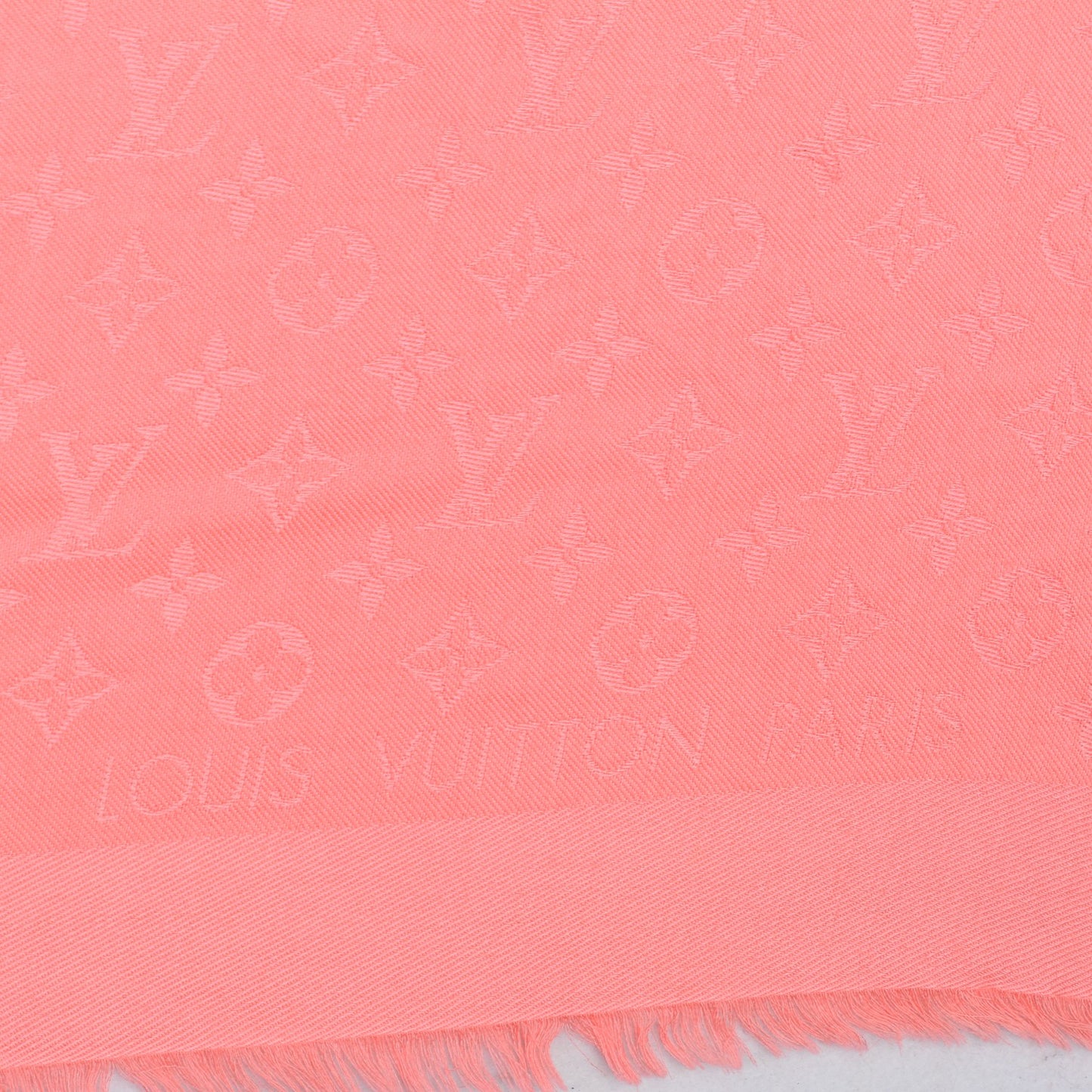 Silk Wool Monogram Shawl Corail