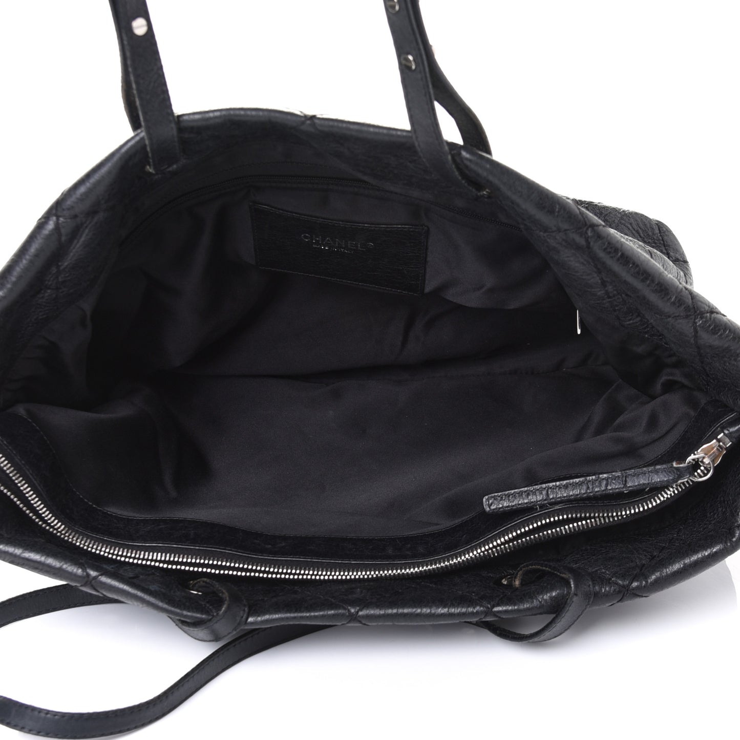 Glazed Calfskin Large On The Road Tote Black