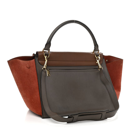 Celine Smooth Calfskin Suede Medium Tri-Color Trapeze Terracotta 2 of 9