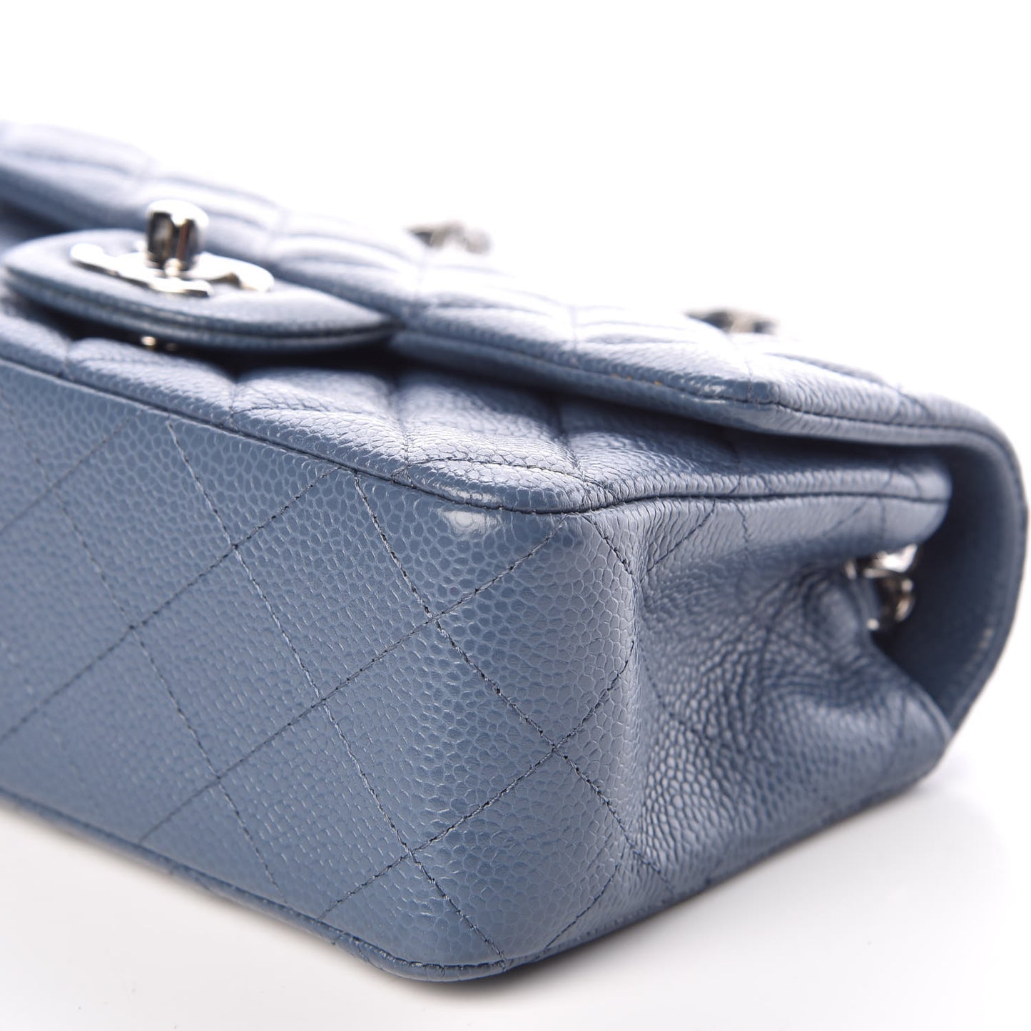 Caviar Quilted Mini Rectangular Flap Blue