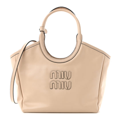 Miu Miu Soft Calf Softy Small Ivy Tote Bag  Travertine Stone 1 of 10