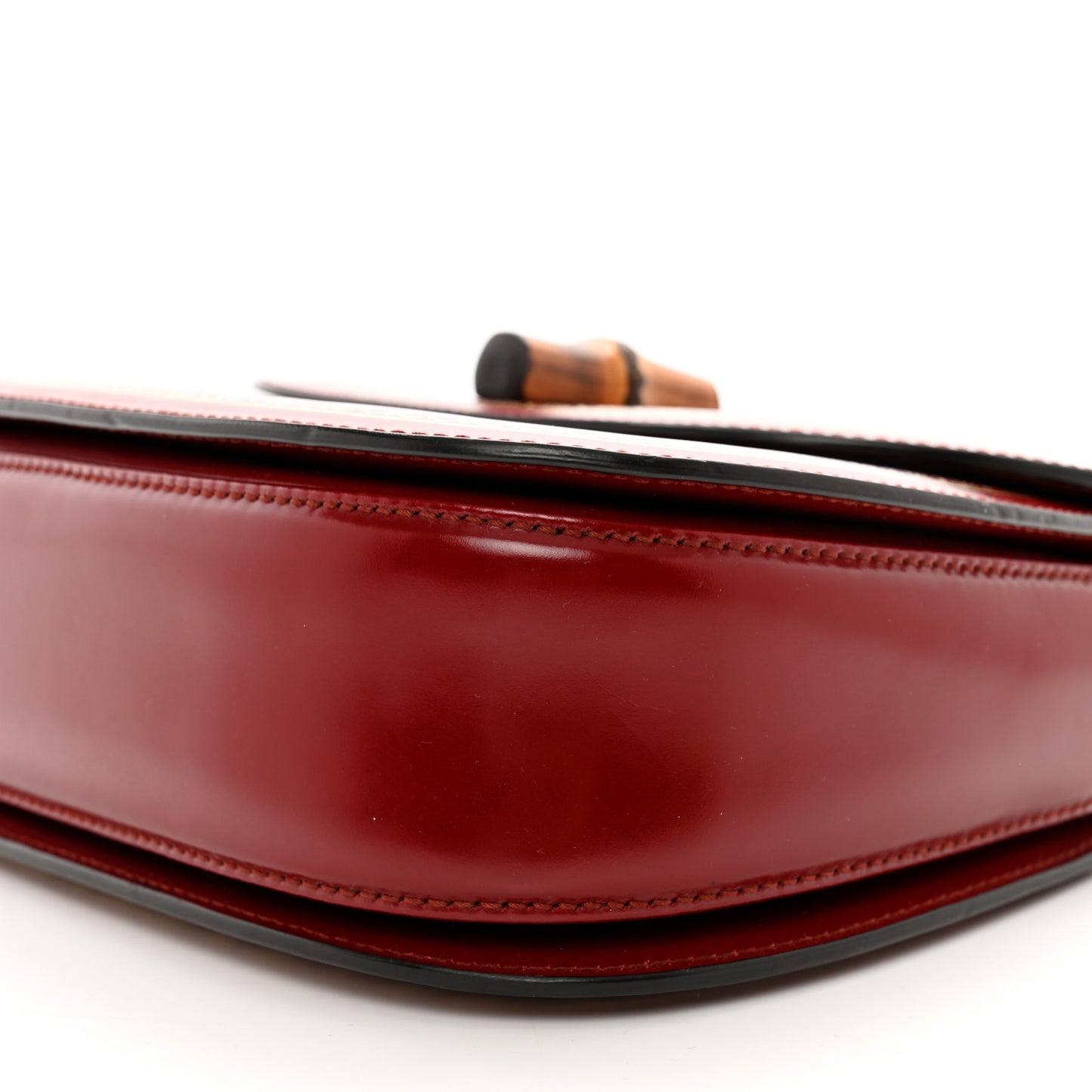 Calfskin Frame Print Bamboo 1947 Top Handle Bag Red Gold