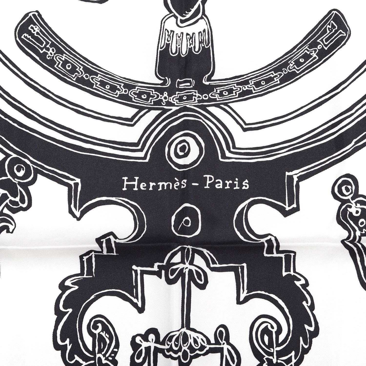 Hermes Silk Serio Ludere Scarf 90 White Black 3 of 4