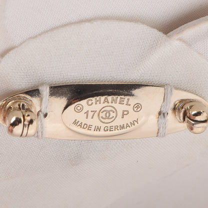 Chanel Lambskin Grosgrain Camellia Brooch Black White 7 of 8