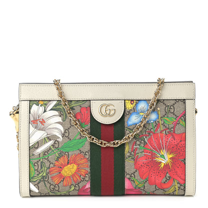 Gucci GG Supreme Monogram Flora Web Small Ophidia Chain Shoulder Bag White 1 of 10