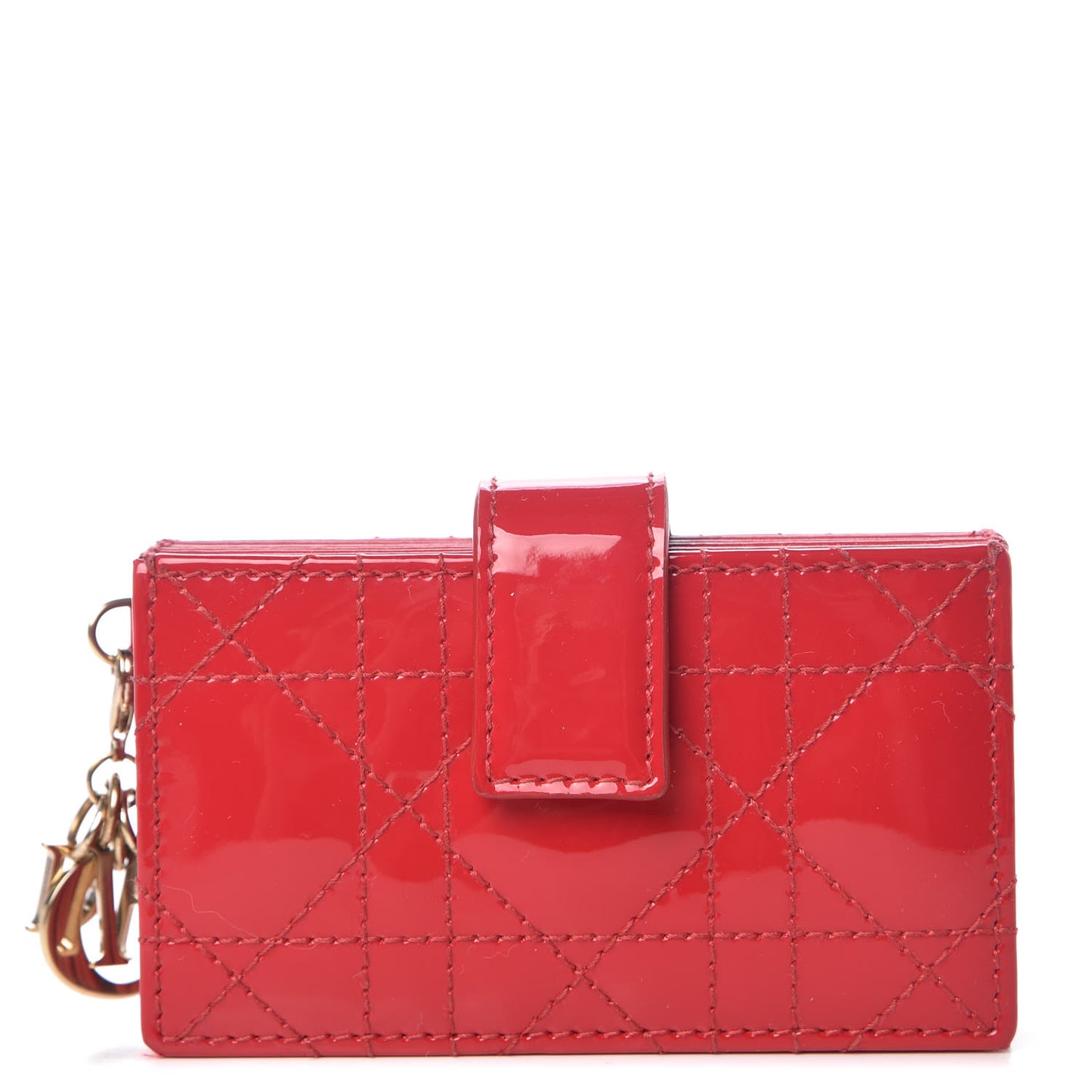 Patent Cannage Lady Dior 5-Gusset Card Holder Red