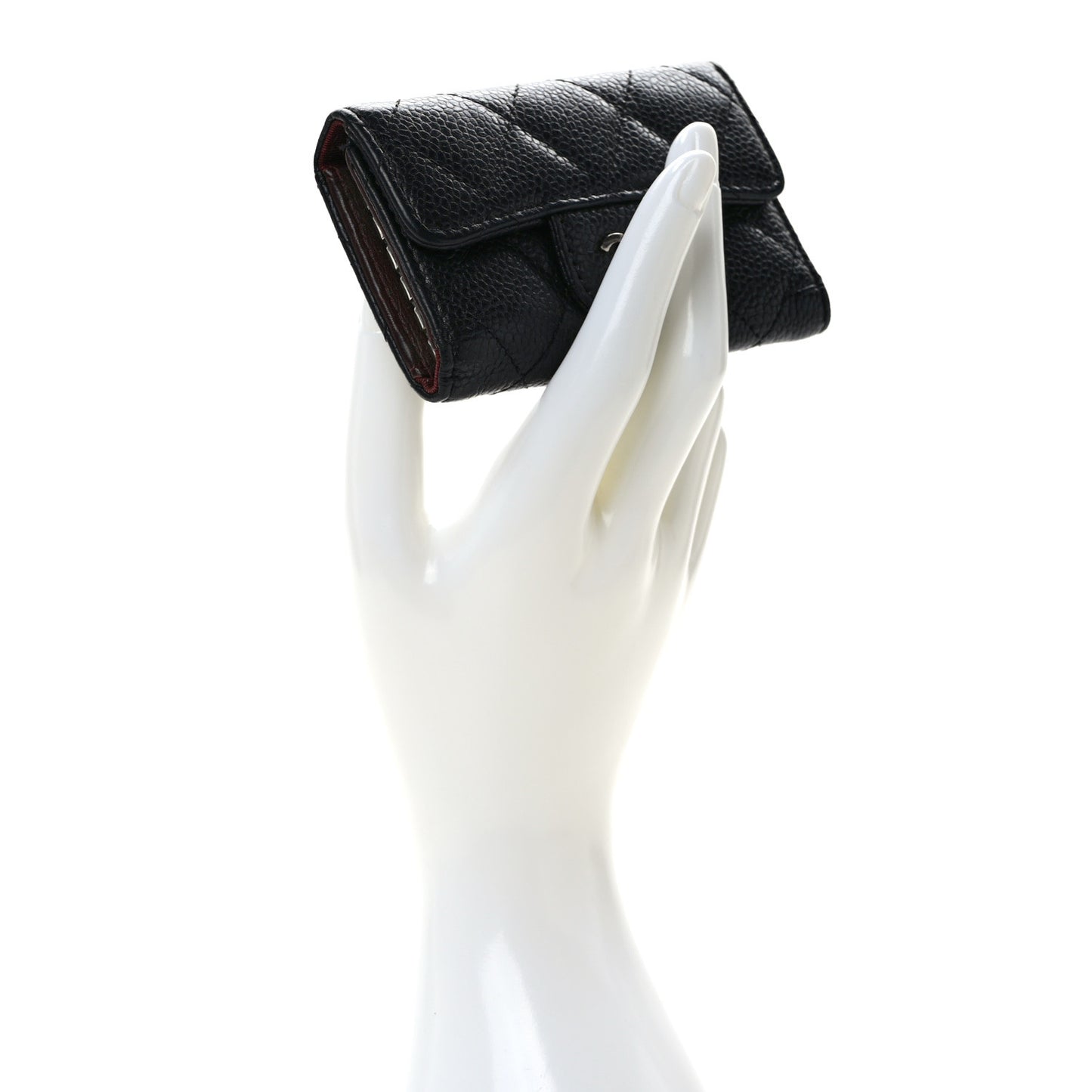 Caviar Quilted 6 Key Holder Black