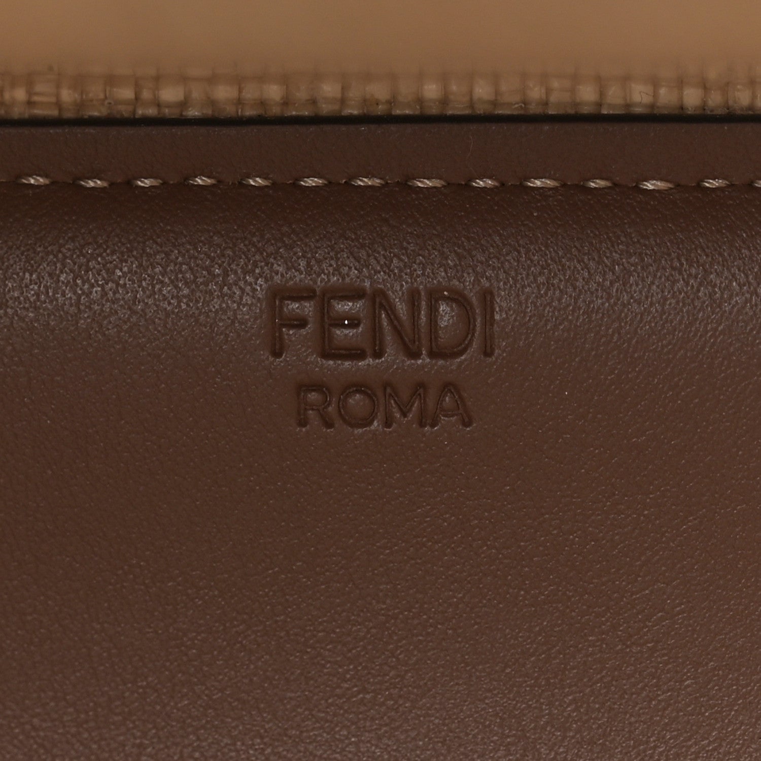 Fendi Paglia Chicco Riso Vitello Grace Logo Embroidered Small Fendi Sunshine Shopper Tote Alchemy Gianduia 6 of 12