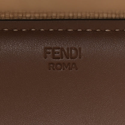 Fendi Paglia Chicco Riso Vitello Grace Logo Embroidered Small Fendi Sunshine Shopper Tote Alchemy Gianduia 6 of 12