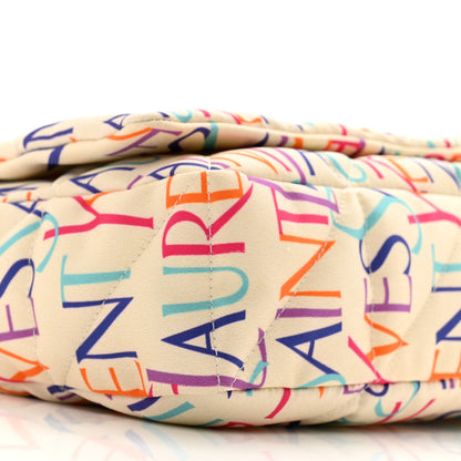 Saint Laurent Silk Carre Rive Gauche Print Patchwork Monogram Medium Jamie Multicolor White 9 of 12