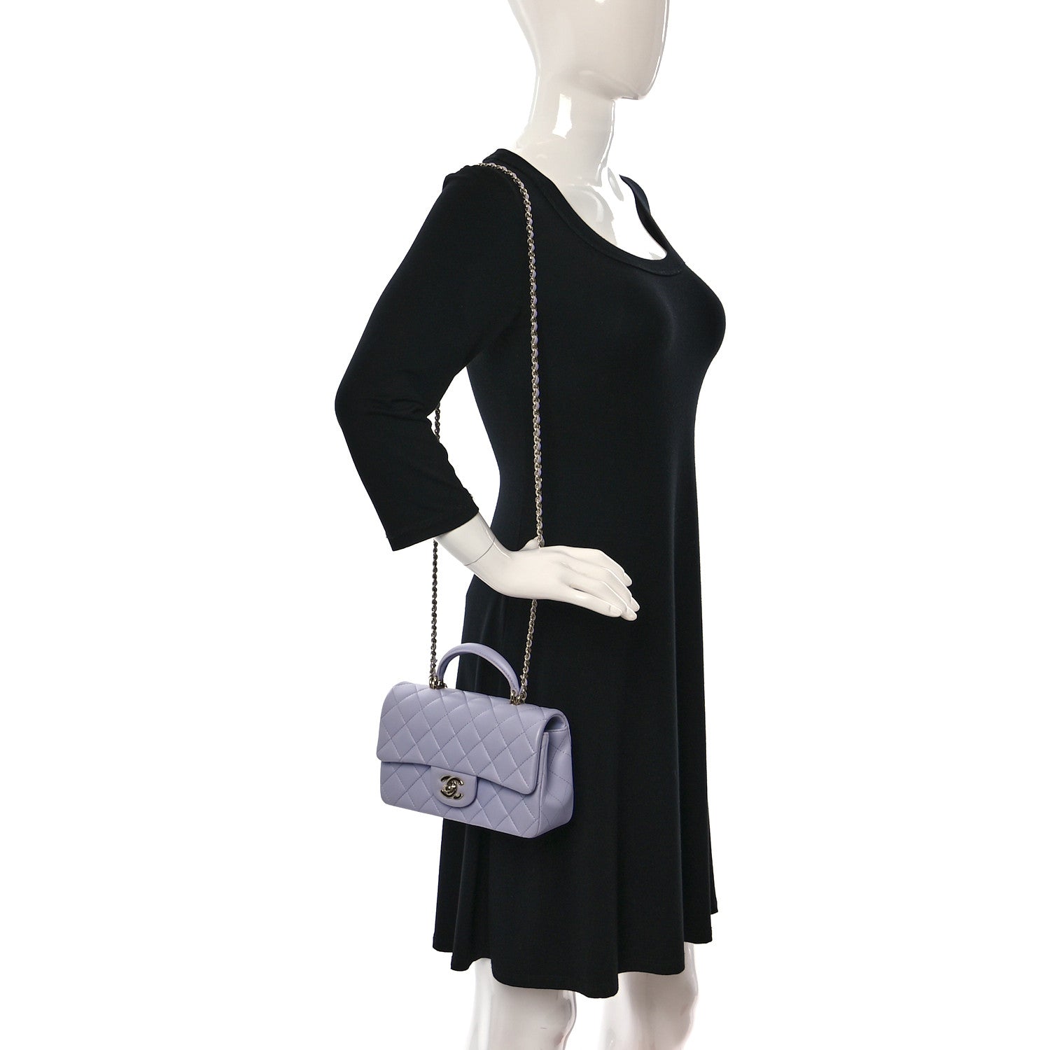 Chanel Lambskin Quilted Mini Top Handle Rectangular Flap Light Purple 2 of 10