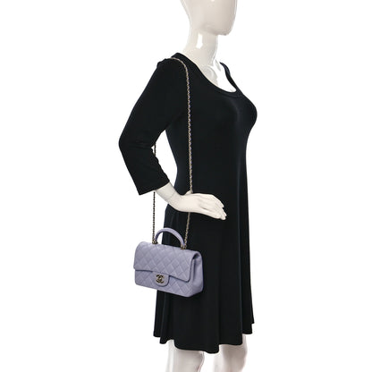 Chanel Lambskin Quilted Mini Top Handle Rectangular Flap Light Purple 2 of 10