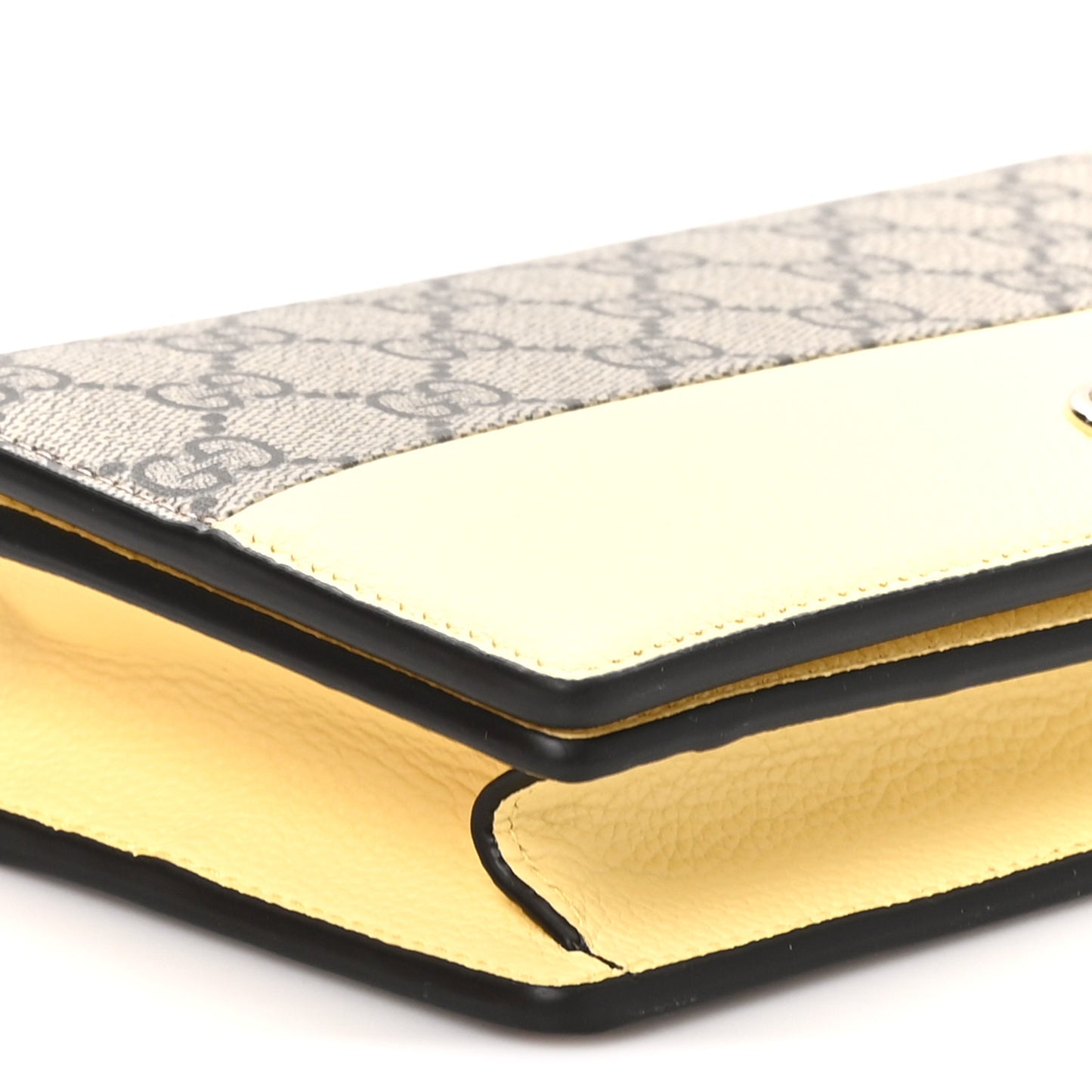 Dollar Calfskin GG Supreme Monogram Mini GG Marmont Chain Wallet Beige Light Yellow