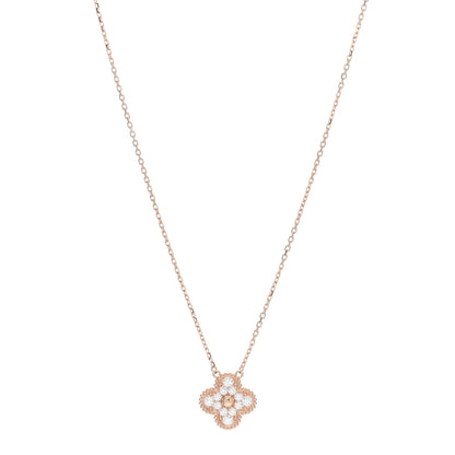 Van Cleef & Arpels 18K Rose Gold Diamond Vintage Alhambra Pendant Necklace 1 of 5
