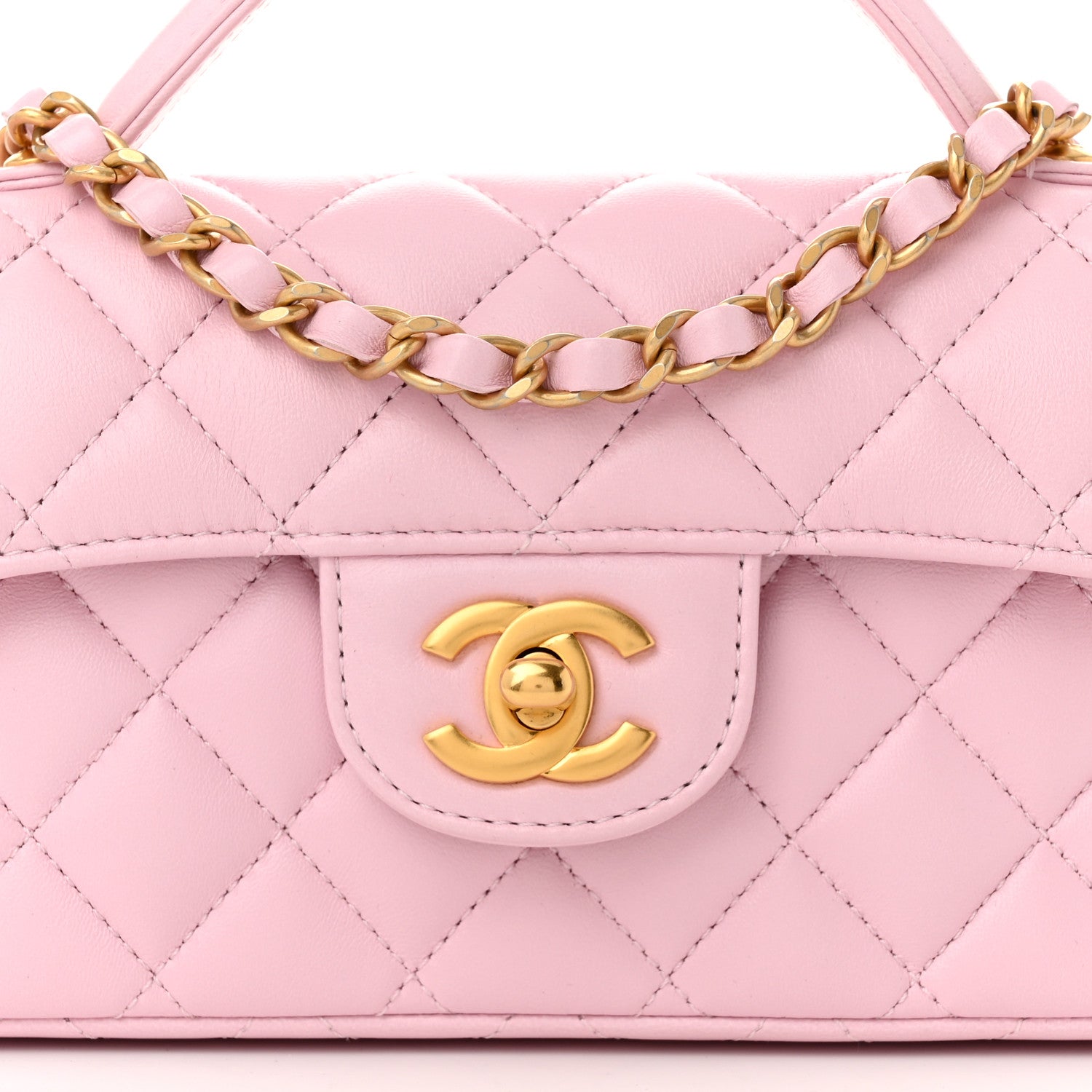 Chanel Lambskin Quilted Mini Flap Top Handle Bag Light Pink 7 of 10