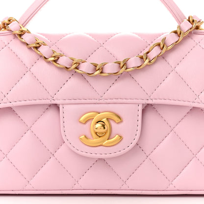 Chanel Lambskin Quilted Mini Flap Top Handle Bag Light Pink 7 of 10