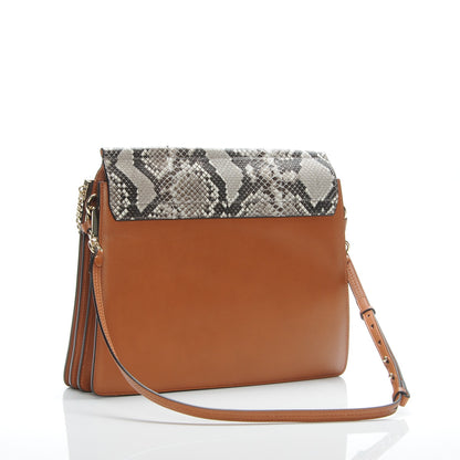 Chloe Python Suede Medium Faye Shoulder Bag Tannish Red 3 of 6