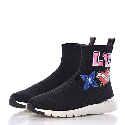 Louis Vuitton Stretch Fabric LV Black Heart Sock Sneaker 37 Black 3 of 9