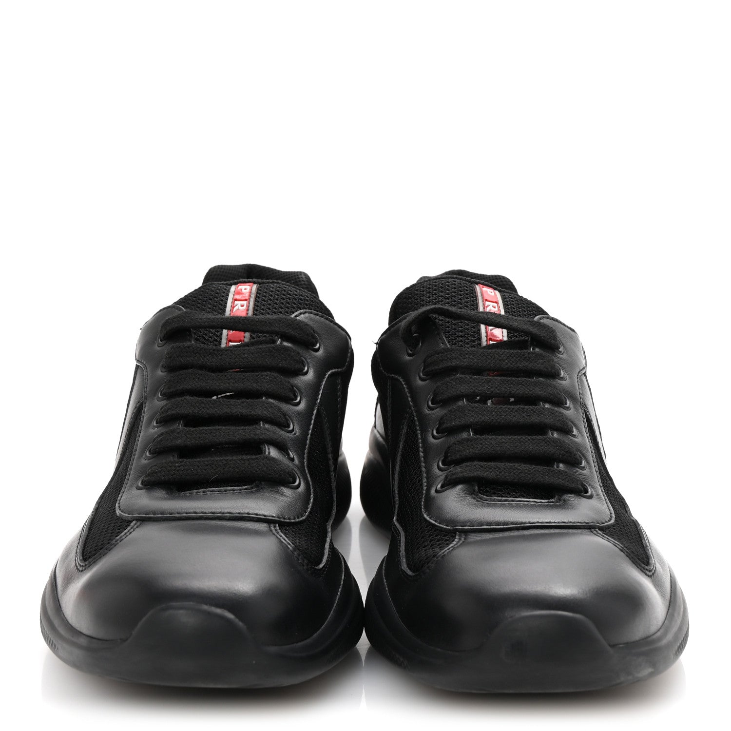 Prada Vitello Soft Mesh Mens America's Cup Sneakers  9.5 Black 3 of 10