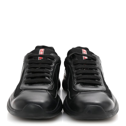 Prada Vitello Soft Mesh Mens America's Cup Sneakers  9.5 Black 3 of 10
