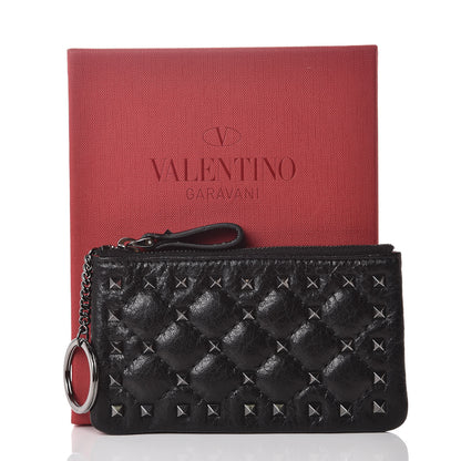 Valentino Garavani Craquele Nappa Rockstud Spike Key Pouch Black 7 of 7