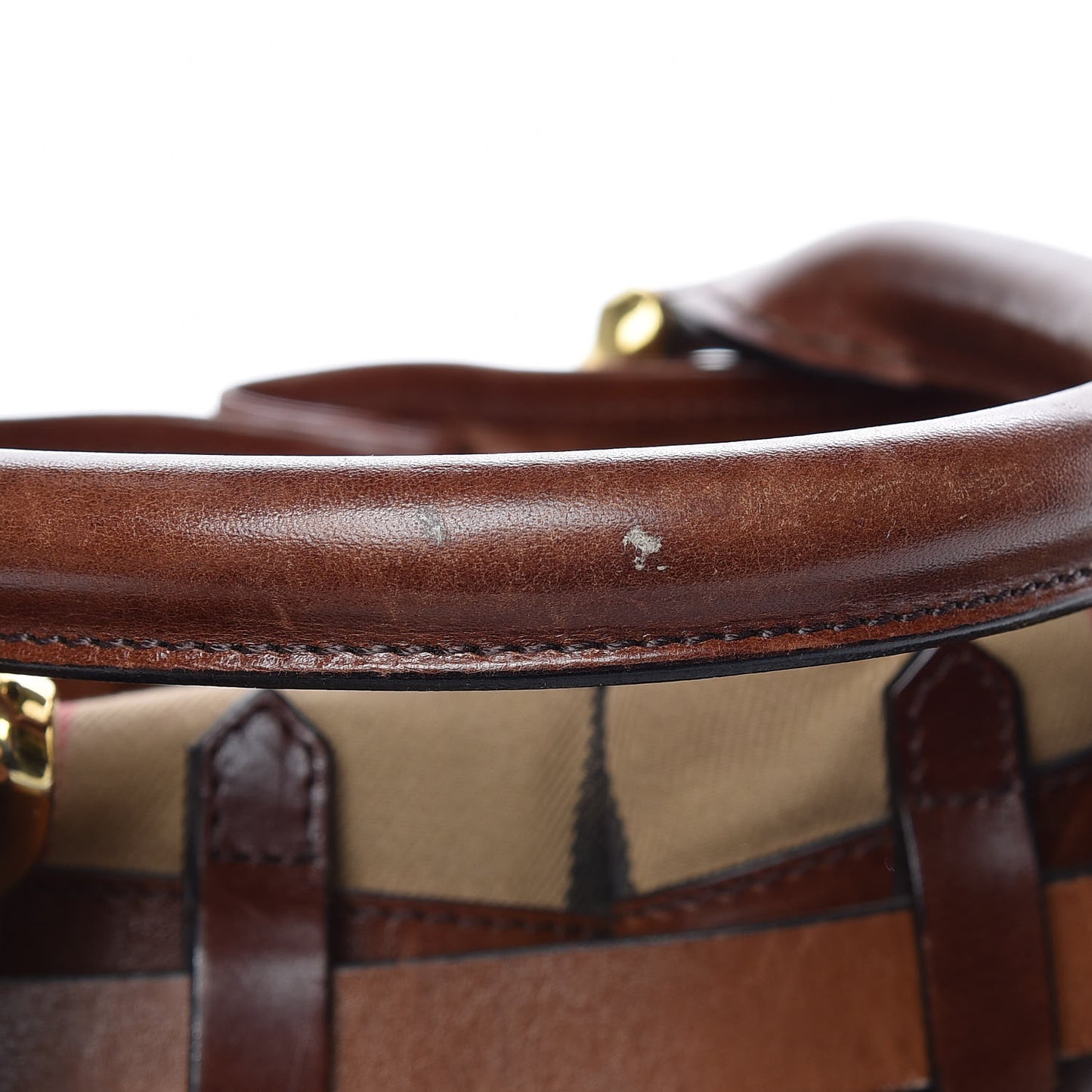 House Check Bridle Calfskin Rowan Tote Dark Tan