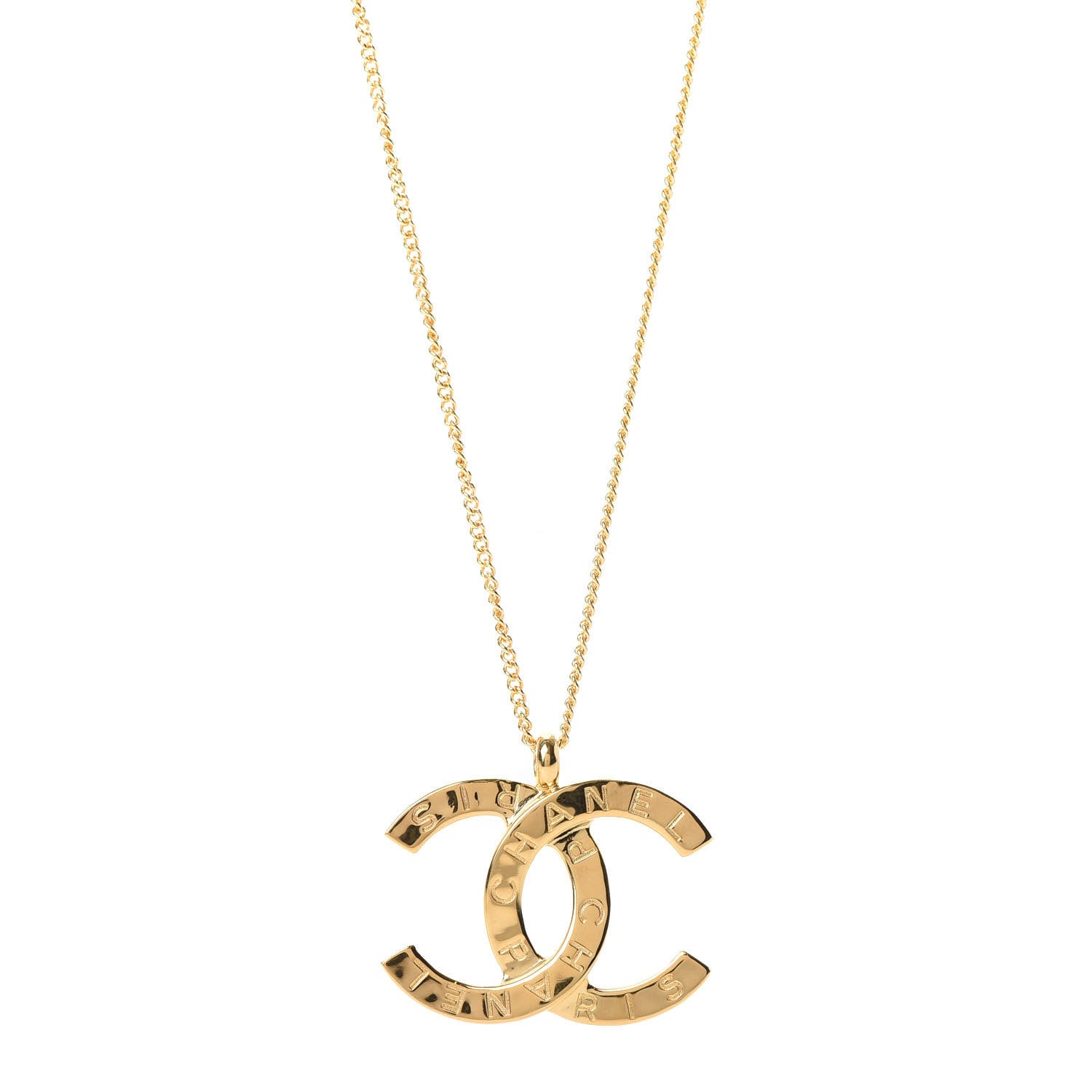 Chanel Metal CC Paris Button Necklace Gold 1 of 4