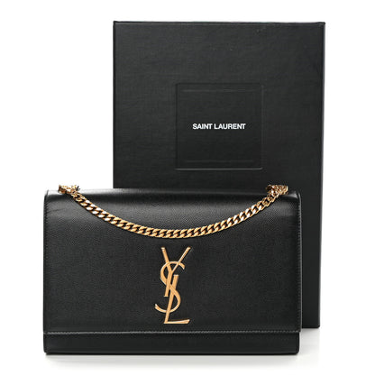 Saint Laurent Grain De Poudre Medium Classic Monogram Kate Satchel Black 11 of 11