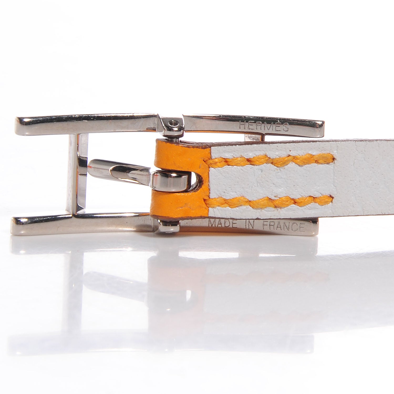 Hermes Epsom Reversible Behapi Simple Tour Bracelet Mango Blanc XS 3 of 5