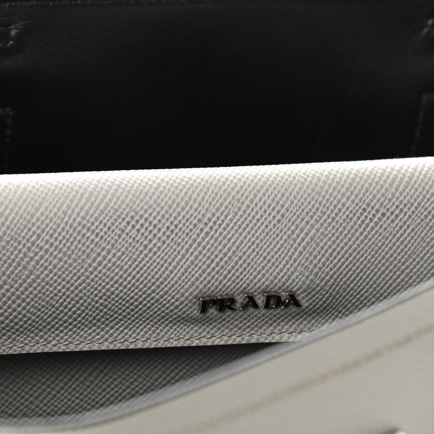 Prada Saffiano Cuir Medium Double Handle Tote Talco Black 9 of 12