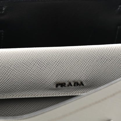 Prada Saffiano Cuir Medium Double Handle Tote Talco Black 9 of 12