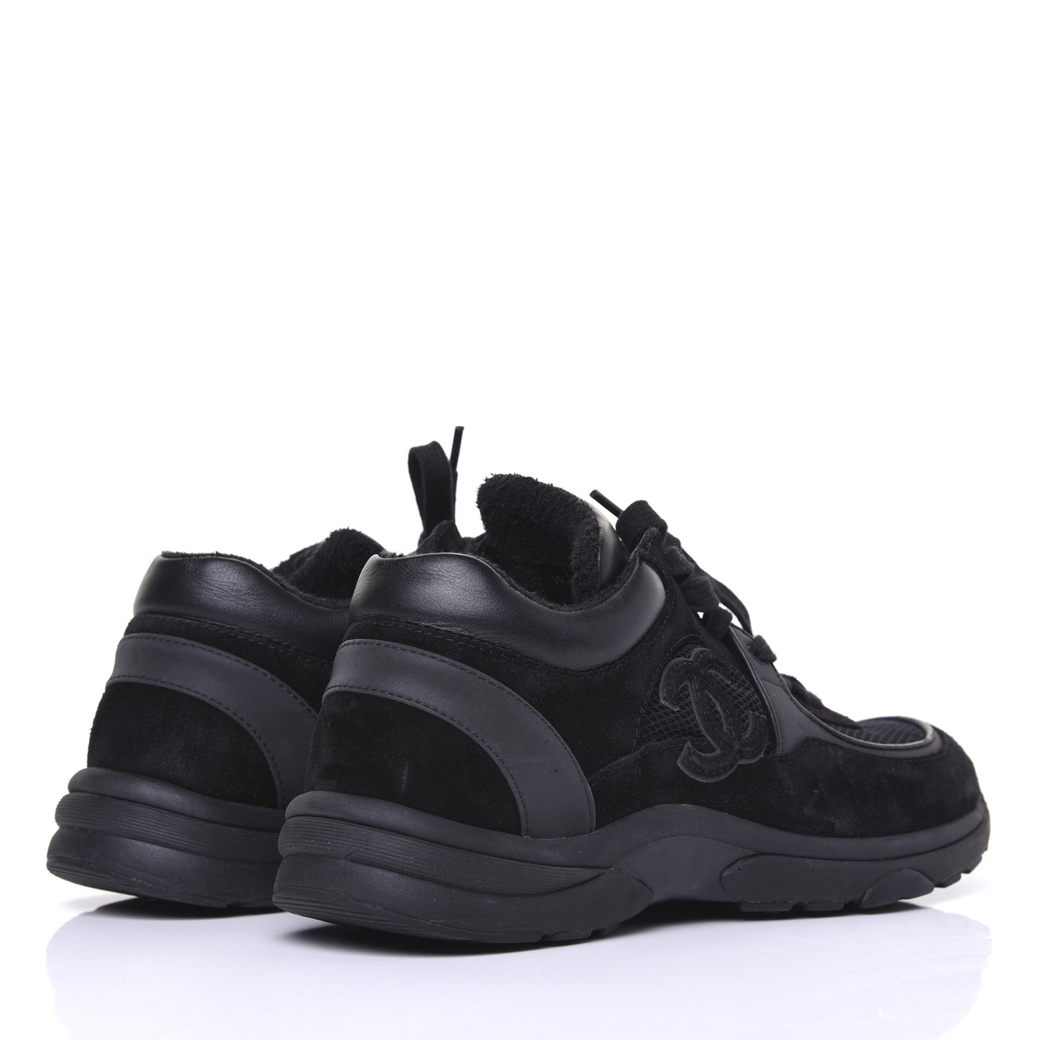Chanel Toile Suede Calfskin CC Sneakers 39 Black 4 of 11