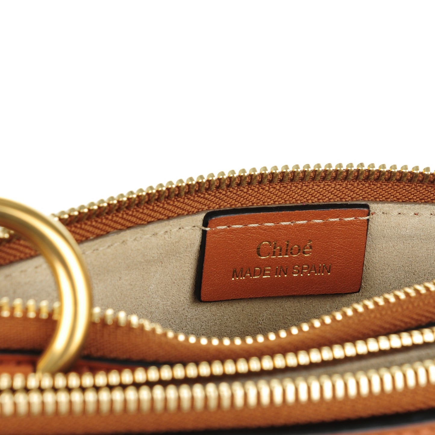 Calfskin Suede Rainbow Patchwork Small Jane Fringe Bag Caramel
