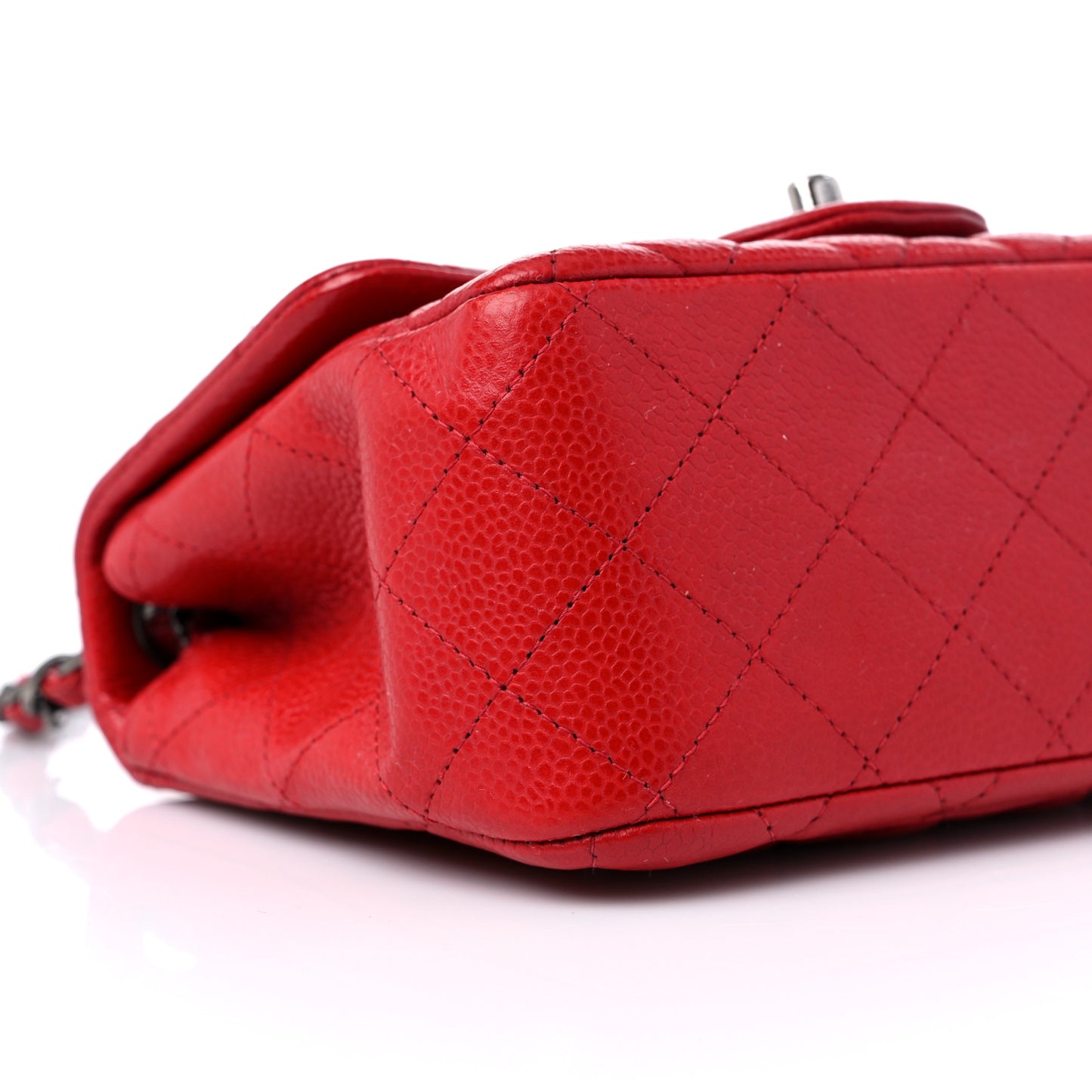 Caviar Quilted Mini Square Flap Red