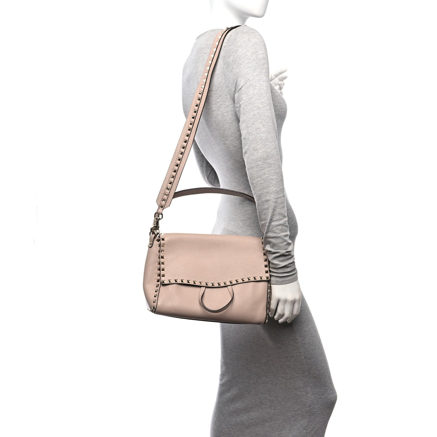 Valentino Garavani Pebbled Calfskin Messenger Bag Poudre 2 of 16