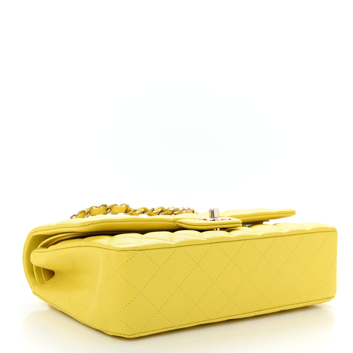 Caviar Quilted Medium Double Flap Yellow